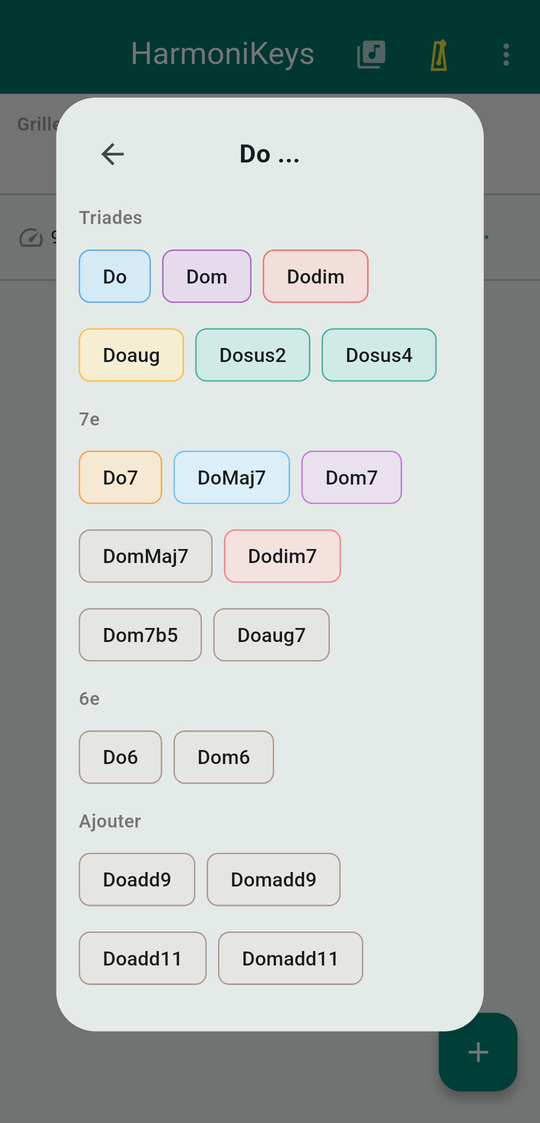 Sélection d'accords